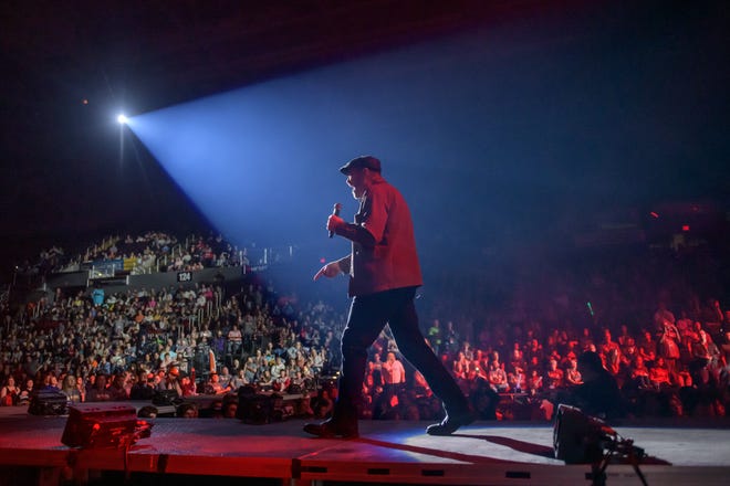 Newsong singer Billy Goodwin takes the spotlight during the Winter Jam 2024 tour Thursday, March 14, 2024 at the Peoria Civic Center.